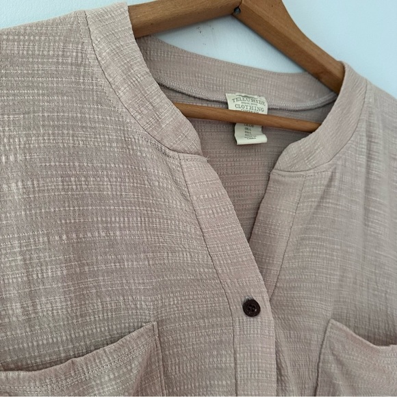Telluride Earthy Neutral Textured Cropped Button Down Women’s Shirt Size Large - Picture 7 of 11